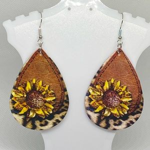 Tear drop sunflower earrings.